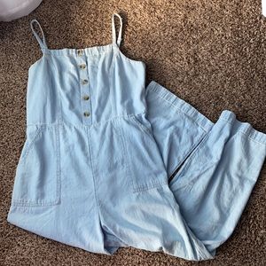 Old Navy Jumpsuit Denim Pockets L Wide Leg